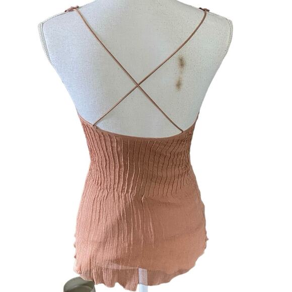 Catherine Malandrino Bergdorf Goodman Size P XS Gauze Tank Crochet Lace - Picture 2 of 3